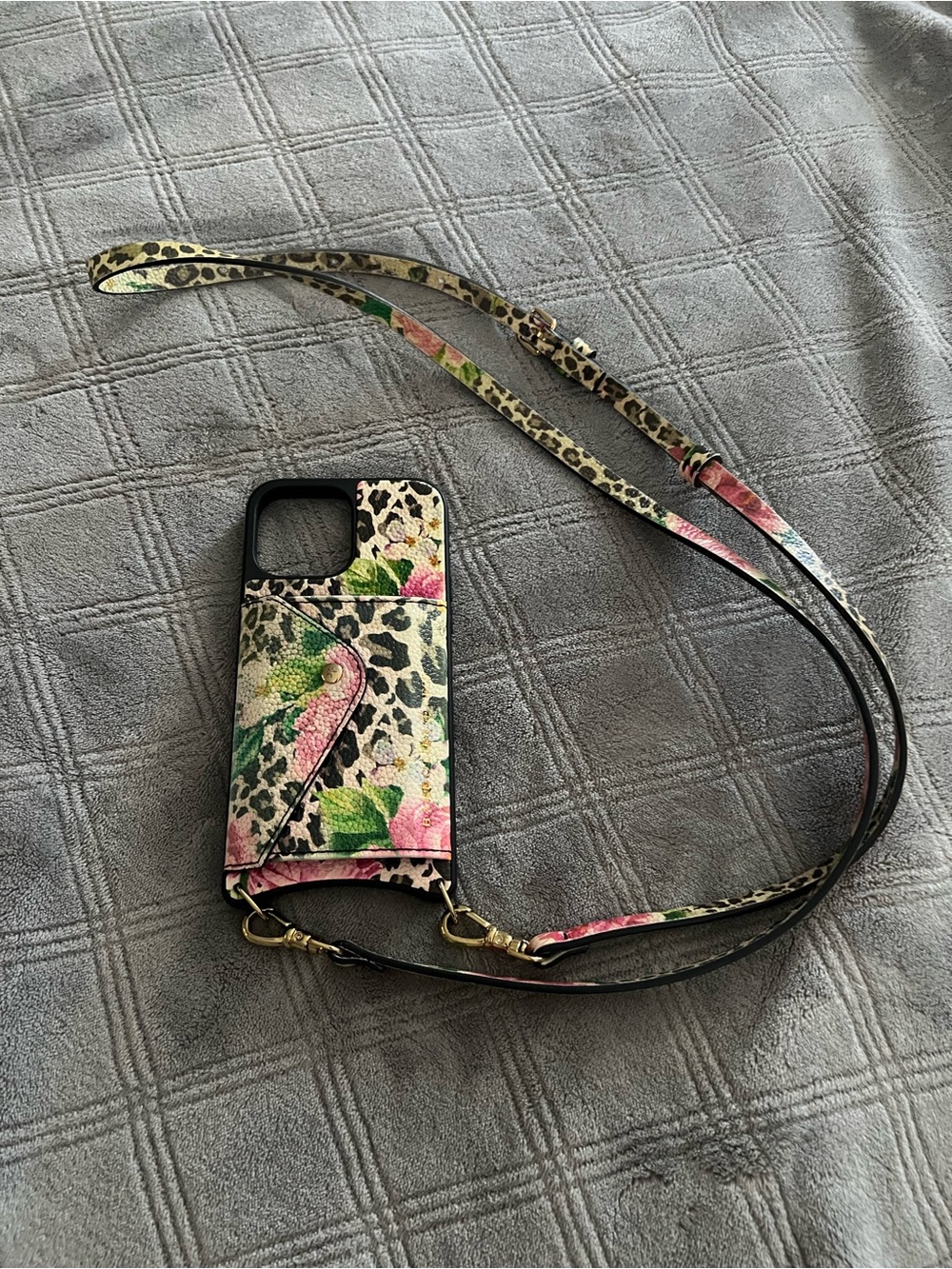 Bandolier Valentina Floral Leopard Crossbody Case with Strap for iPhone 13promax